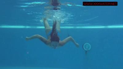 Mysterious Mia Ferrari and Mia Bandini - russian teen (18+) video - Underwater Show